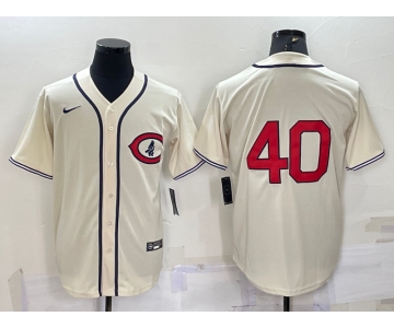 Men's Chicago Cubs #40 Willson Contreras 2022 Cream Field of Dreams Cool Base Stitched Baseball Jersey