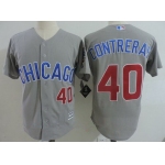 Men's Chicago Cubs #40 Willson Contreras Gray Road with Small Number Stitched MLB Majestic Cool Base Jersey