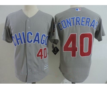Men's Chicago Cubs #40 Willson Contreras Gray Road with Small Number Stitched MLB Majestic Cool Base Jersey