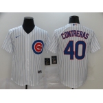 Men's Chicago Cubs #40 Willson Contreras White Stitched MLB Cool Base Nike Jersey