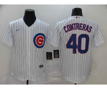 Men's Chicago Cubs #40 Willson Contreras White Stitched MLB Cool Base Nike Jersey