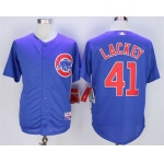 Men's Chicago Cubs #41 John Lackey Blue Cool Base Jersey