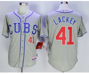 Men's Chicago Cubs #41 John Lackey Grey Cool Base Jersey