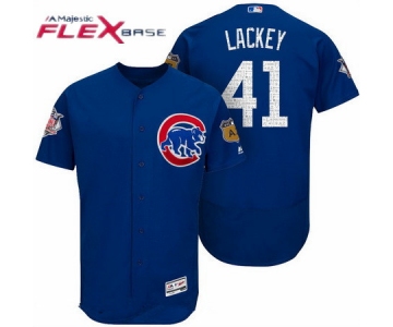 Men's Chicago Cubs #41 John Lackey Royal Blue 2017 Spring Training Stitched MLB Majestic Flex Base Jersey