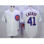 Men's Chicago Cubs #41 John Lackey White Cool Base Jersey