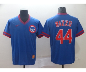 Men's Chicago Cubs #44 Anthony Rizzo Blue Throwback Jersey