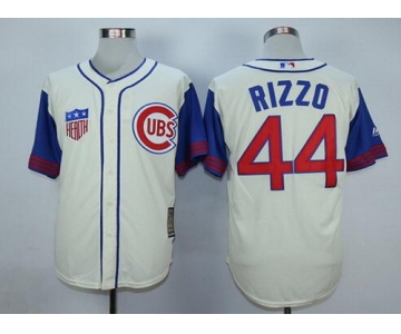 Men's Chicago Cubs #44 Anthony Rizzo Cream 1942 Majestic Cooperstown Collection Throwback Jersey