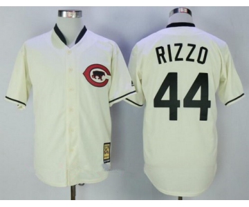 Men's Chicago Cubs #44 Anthony Rizzo Cream Turn Back the Clock Stitched MLB Majestic Cooperstown Collection Jersey