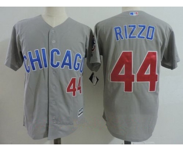 Men's Chicago Cubs #44 Anthony Rizzo Gray Road with Small Number Stitched MLB Majestic Cool Base Jersey