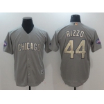 Men's Chicago Cubs #44 Anthony Rizzo Gray World Series Champions Gold Stitched MLB Majestic 2017 Cool Base Jersey