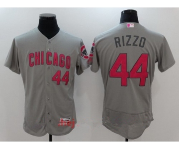 Men's Chicago Cubs #44 Anthony Rizzo Gray with Pink Mother's Day Stitched MLB Majestic Flex Base Jersey