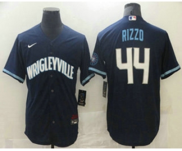 Men's Chicago Cubs #44 Anthony Rizzo Navy Blue 2021 City Connect Stitched MLB Cool Base Nike Jersey