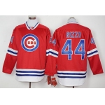 Men's Chicago Cubs #44 Anthony Rizzo Red Long Sleeve Baseball Jersey