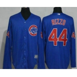 Men's Chicago Cubs #44 Anthony Rizzo Royal Blue Long Sleeve Stitched MLB Majestic Cool Base Jersey