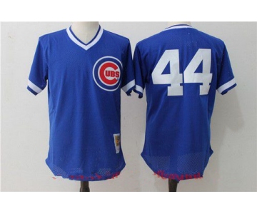 Men's Chicago Cubs #44 Anthony Rizzo Royal Blue Throwback Mesh Batting Practice Stitched MLB Mitchell & Ness Jersey