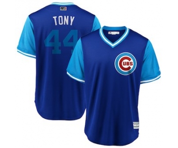 Men's Chicago Cubs 44 Anthony Rizzo Tony Majestic Royal 2018 Players' Weekend Cool Base Jersey