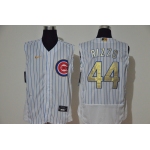 Men's Chicago Cubs #44 Anthony Rizzo White Gold 2020 Cool and Refreshing Sleeveless Fan Stitched Flex Nike Jersey