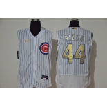 Men's Chicago Cubs #44 Anthony Rizzo White Gold 2020 Cool and Refreshing Sleeveless Fan Stitched Flex Nike Jersey
