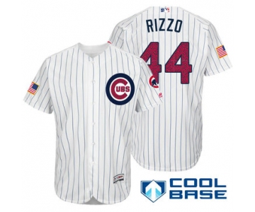 Men's Chicago Cubs #44 Anthony Rizzo White Stars & Stripes Fashion Independence Day Stitched MLB Majestic Cool Base Jersey