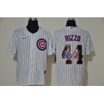 Men's Chicago Cubs #44 Anthony Rizzo White Unforgettable Moment Stitched Fashion MLB Cool Base Nike Jersey