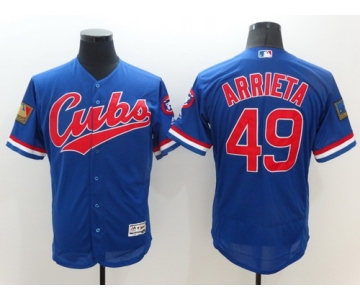 Men's Chicago Cubs #49 Jake Arrieta Blue Flexbase Majestic 1994 Collection Jersey