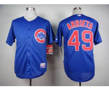 Men's Chicago Cubs #49 Jake Arrieta Blue Jersey