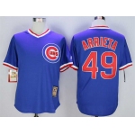 Men's Chicago Cubs #49 Jake Arrieta Blue Throwback Jersey