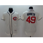 Men's Chicago Cubs #49 Jake Arrieta Cream Flexbase Majestic 1929 Collection Jersey