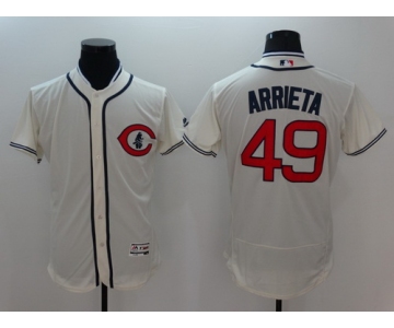 Men's Chicago Cubs #49 Jake Arrieta Cream Flexbase Majestic 1929 Collection Jersey