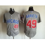 Men's Chicago Cubs #49 Jake Arrieta Gray Road 2016 Flexbase Majestic Baseball Jersey