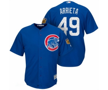 Men's Chicago Cubs #49 Jake Arrieta Royal Blue 2017 Spring Training Stitched MLB Majestic Cool Base Jersey