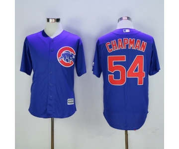 Men's Chicago Cubs #54 Aroldis Chapman Blue Stitched MLB Majestic Cool Base Jersey