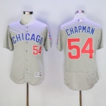 Men's Chicago Cubs #54 Aroldis Chapman Gray Road Stitched MLB 2016 Majestic Flex Base Jersey