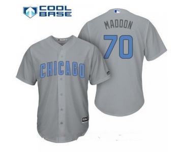 Men's Chicago Cubs #70 Joe Maddon Gray with Baby Blue Father's Day Stitched MLB Majestic Cool Base Jersey