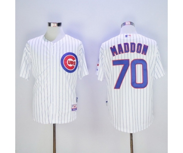 Men's Chicago Cubs #70 Joe Maddon Home White Pinstripe Authentic Cool Base Jersey