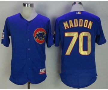Men's Chicago Cubs #70 Joe Maddon Royal Blue World Series Champions Gold Stitched MLB Majestic 2017 Flex Base Jersey