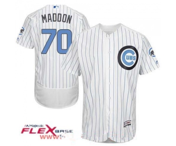 Men's Chicago Cubs #70 Joe Maddon White with Baby Blue Father's Day Stitched MLB Majestic Flex Base Jersey
