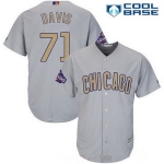 Men's Chicago Cubs #71 Wade Davis Gray World Series Champions Gold Stitched MLB Majestic 2017 Cool Base Jersey