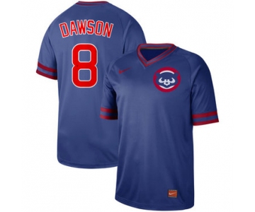 Men's Chicago Cubs 8 Andre Dawson Blue Throwback Jersey