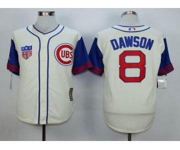Men's Chicago Cubs #8 Andre Dawson Retired Cream 1942 Majestic Cooperstown Collection Throwback Jersey