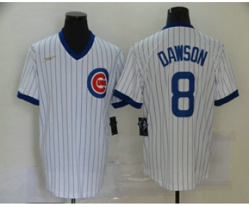 Men's Chicago Cubs #8 Andre Dawson White Pullover Cooperstown Collection Stitched MLB Nike Jersey