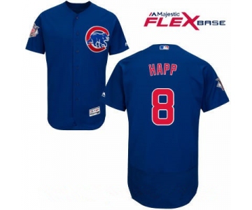 Men's Chicago Cubs #8 Ian Happ Royal Blue Stitched MLB Majestic Flex Base Jersey