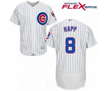 Men's Chicago Cubs #8 Ian Happ White Home Stitched MLB Majestic Flex Base Jersey