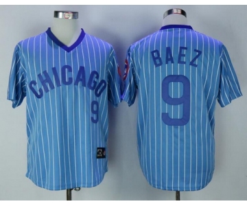 Men's Chicago Cubs #9 Javier Baez 1988 Light Blue Pullover Cooperstown Collection Stitched MLB Jersey By Majestic