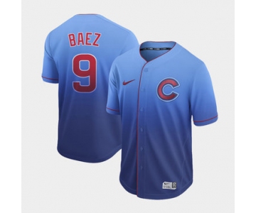 Men's Chicago Cubs 9 Javier Baez Blue Drift Fashion Jersey