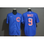 Men's Chicago Cubs #9 Javier Baez Blue Team Logo Stitched MLB Cool Base Nike Jersey