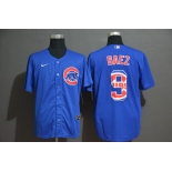Men's Chicago Cubs #9 Javier Baez Blue Team Logo Stitched MLB Cool Base Nike Jersey