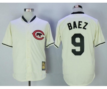 Men's Chicago Cubs #9 Javier Baez Cream Turn Back the Clock Stitched MLB Majestic Cooperstown Collection Jersey