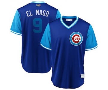 Men's Chicago Cubs 9 Javier Baez El Mago Blank Majestic Royal 2018 Players' Weekend Cool Base Jersey