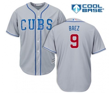 Men's Chicago Cubs #9 Javier Baez Gray Alternate Cool Base Jersey By Majestic